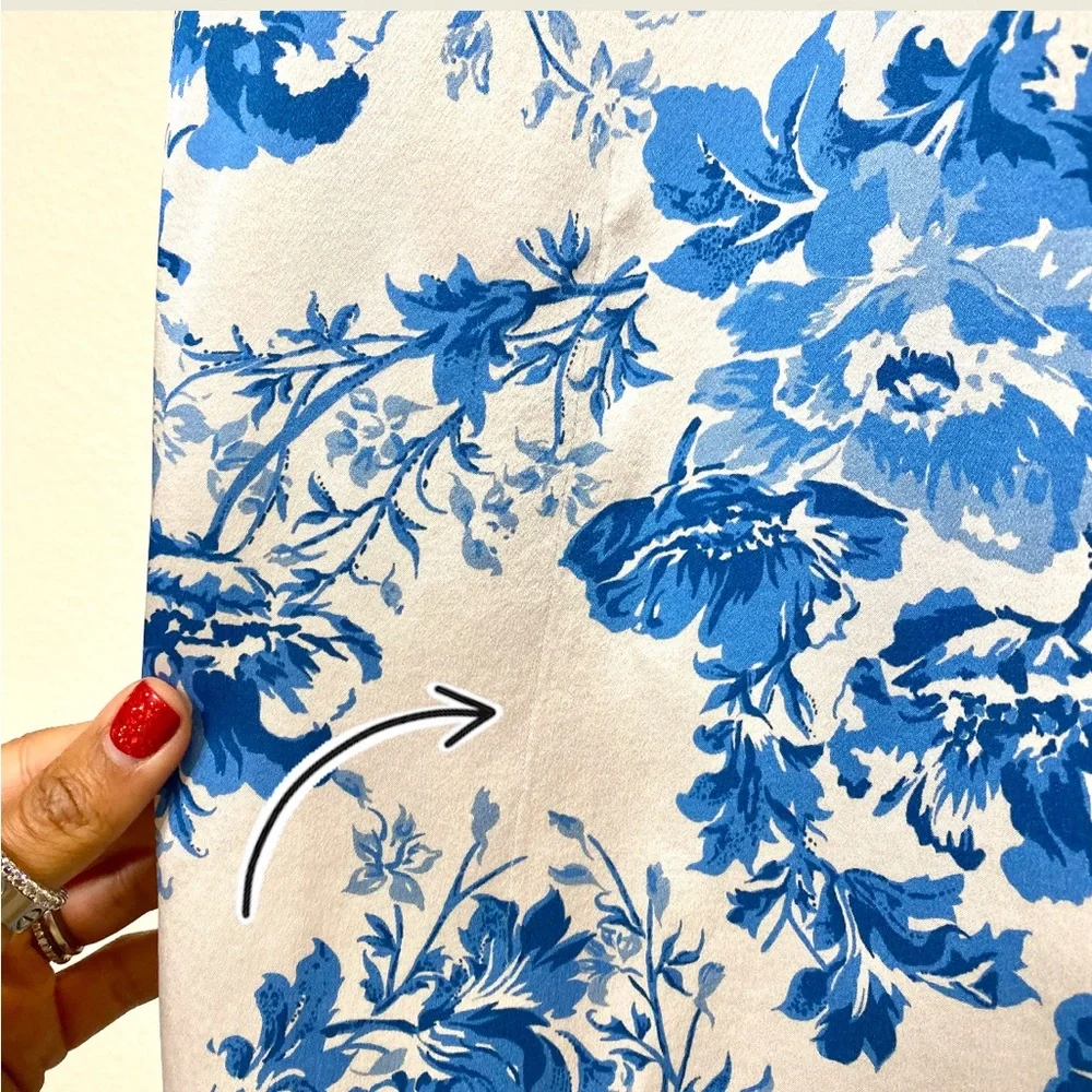 REFORMATION blue & white silk floral dress π - Picture 10 of 13